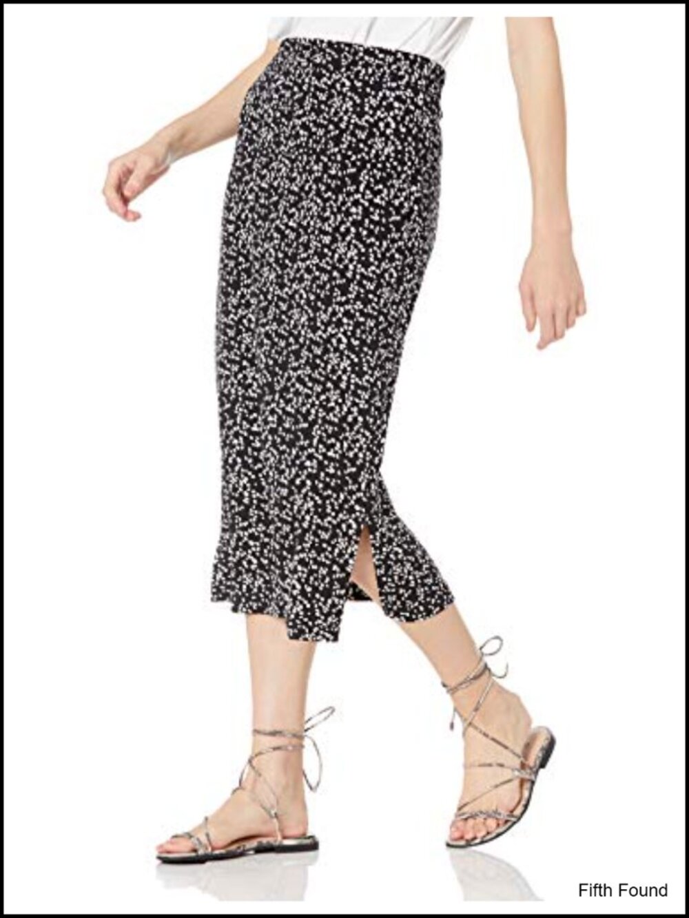 Pull-On Knit Midi Skirt Elastic Waist Side Slits Rayon Stretch Jersey Casual